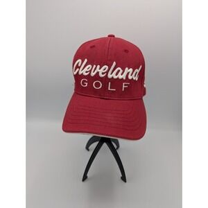 Cleveland Golf Sport Red White Logo Embroidered Baseball Style Strapback Hat Cap